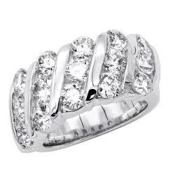 Unique 3 Carat Women's Diamond Wedding Band 18K White Gold Anniversary Ring