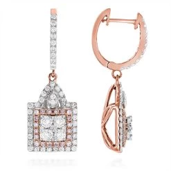 Unique Designer White And Pink Diamond Earrings For Women 14K Gold 1.75ct -Fashion Accessories Shop unique designer white and pink diamond earrings for women 14k gold 175ct ro