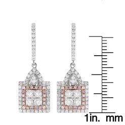 Unique Designer White And Pink Diamond Earrings For Women 14K Gold 1.75ct -Fashion Accessories Shop unique designer white and pink diamond earrings for women 14k gold 175ct rulerwh
