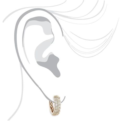 Unique 14K Yellow Gold Diamond Hoop Huggie Earrings 1.58ct 5 Unique 14K Yellow Gold Diamond Hoop Huggie Earrings 1.58ct - Image 3