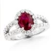 Unique Halo Diamond And Ruby Engagement Ring In Platinum 1ctd 1.35ctr