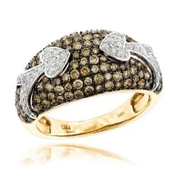 Unique Luxurman Champagne Diamond Right Hand Ladies Ring 1.5ct 14K Rose Gold -Fashion Accessories Shop unique luxurman champagne diamond right hand ladies ring 15ct 14k gold ye