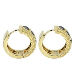 Unique Diamond Hoop Earrings Large Black Diamond Huggies 14K Yellow Gold 3ct -Fashion Accessories Shop unique small diamond hoop earring black diamond huggies in 14k gold 085ct 4 backye