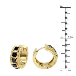 Unique Diamond Hoop Earrings Large Black Diamond Huggies 14K Yellow Gold 3ct -Fashion Accessories Shop unique small diamond hoop earring black diamond huggies in 14k gold 085ct 4 rulerye