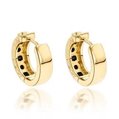 Unique Small Diamond Hoop Earring: Black Diamond Huggies 14K Yellow Gold 0.85ct -Fashion Accessories Shop unique small diamond hoop earring black diamond huggies in 14k gold 085ct backye