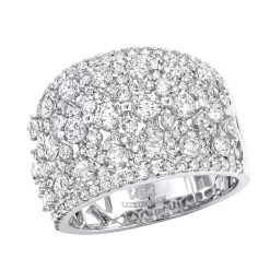 Unique Wide Diamond Ladies Ring Band 2.75ct 14K White Gold By Luxurman