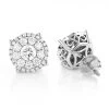 Unisex Round Diamond Cluster Earrings 14K White Gold 2ct Halo Studs -Fashion Accessories Shop unisex round diamond cluster earrings 14k gold 2ct halo studs wh