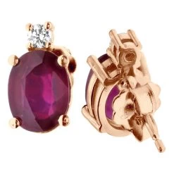 VS Diamond And Oval Ruby Stud Earrings For Women 18K Yellow Gold 3.74ct -Fashion Accessories Shop vs diamond and oval ruby stud earrings for women in 18k gold 374ct 018402 rose