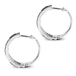 White And Black Diamond Hoop Earrings 0.9 Ct 14K White Gold -Fashion Accessories Shop white and black diamond hoop earrings 095ct 14k gold p 48289 backwh
