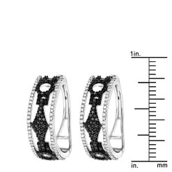 White And Black Diamond Hoop Earrings 0.9 Ct 14K White Gold -Fashion Accessories Shop white and black diamond hoop earrings 095ct 14k gold p 48289 rulerwh