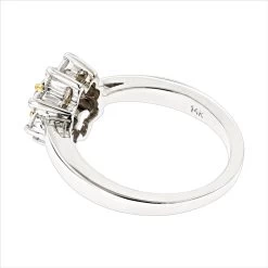 1.2ct White And Yellow Diamond Cluster 14K White Gold Daisy Ring -Fashion Accessories Shop white and yellow diamond cluster rings 14k gold daisy ring 13ct backwh