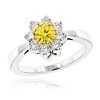 1.2ct White And Yellow Diamond Cluster 14K White Gold Daisy Ring -Fashion Accessories Shop white and yellow diamond cluster rings 14k gold daisy ring 13ct wh