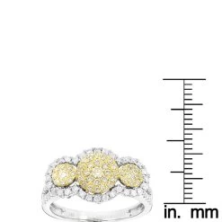 White And Yellow Diamonds Right Hand Ring For Women Cluster Design 14K White Gold -Fashion Accessories Shop white and yellow diamonds right hand ring for women cluster design 14k gold rulerwh