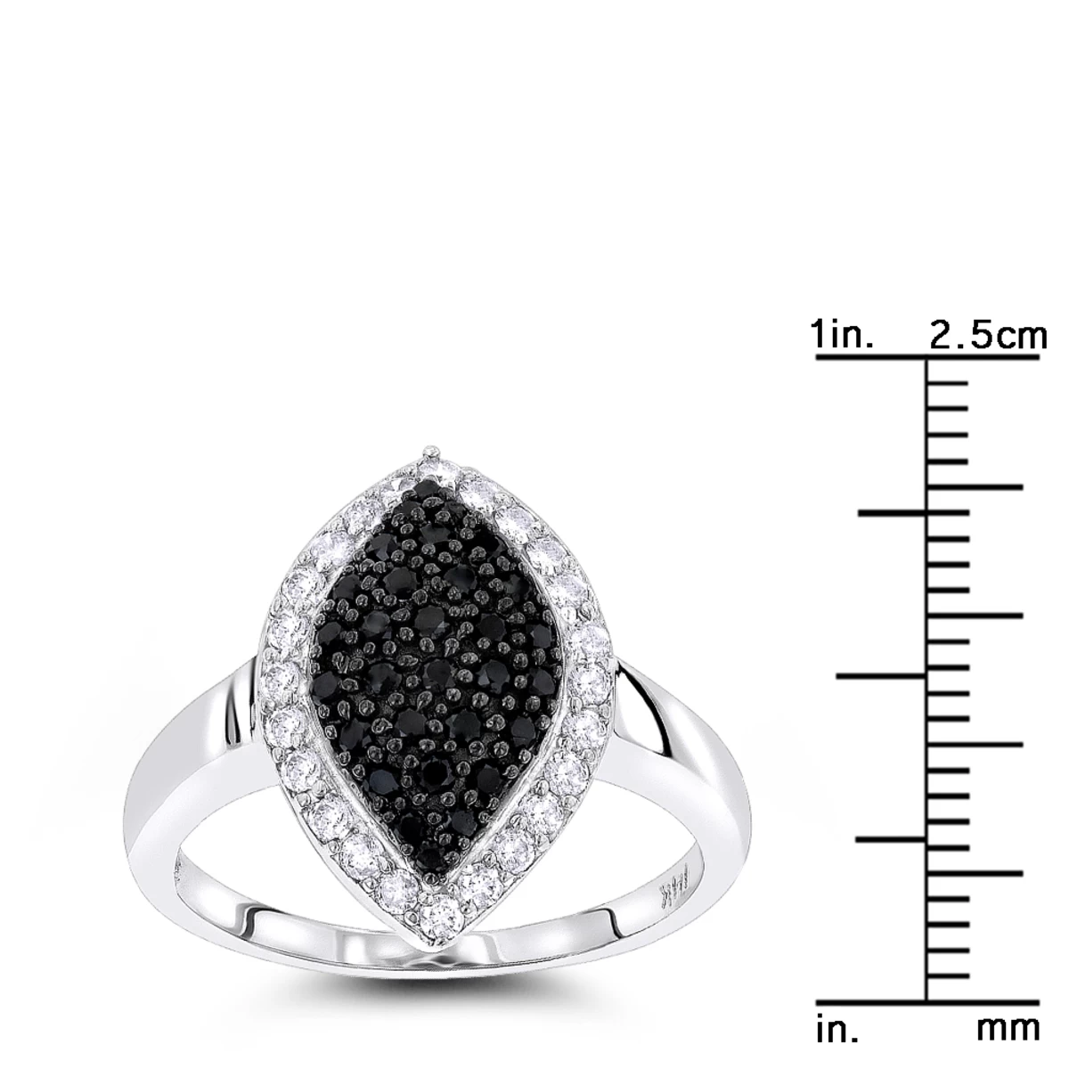 Ladies White Black Pave Diamond Ring 0.7ct 14K White Gold 7 Ladies White Black Pave Diamond Ring 0.7ct 14K White Gold - Image 5