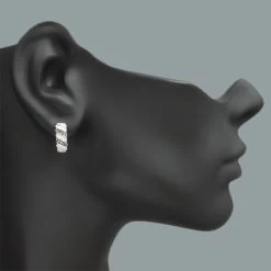 White And Champaign Diamond Hoop Huggie Earrings 0.47ct 14K White Gold -Fashion Accessories Shop white brown diamond hoop huggie earrings 047ct 14k gold p 48392bod