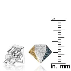 White Yellow Blue Diamond Earrings 0.30ct Silver -Fashion Accessories Shop white yellow blue diamond earrings 040ct silver p 45187 ruler