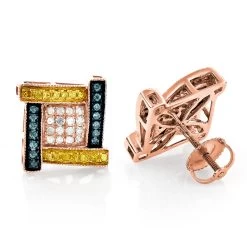 White Yellow Blue Diamond Earrings 0.5ct 10K White Gold -Fashion Accessories Shop white yellow blue diamond earrings 078ct 10k gold ro