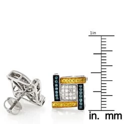 White Yellow Blue Diamond Earrings 0.5ct 10K White Gold -Fashion Accessories Shop white yellow blue diamond earrings 078ct 10k gold rulerwh