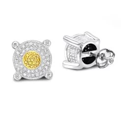 White Yellow Diamond Stud Earrings 0.33ct Sterling Silver
