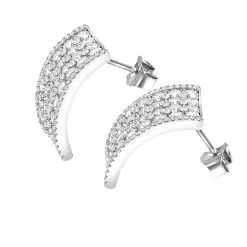 Wide 14K White Gold Designer Quarter Hoop Cluster Diamond Earrings Women's 3.25ct -Fashion Accessories Shop wide 14k gold designer quarter hoop cluster diamond earrings womens 325ct backwh
