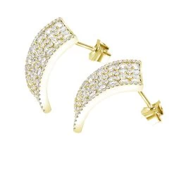 Wide 14K White Gold Designer Quarter Hoop Cluster Diamond Earrings Women's 3.25ct -Fashion Accessories Shop wide 14k gold designer quarter hoop cluster diamond earrings womens 325ct backye
