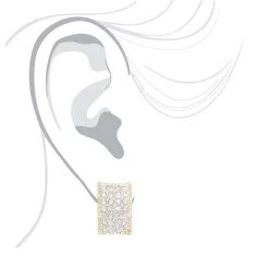 Wide 14K White Gold Designer Quarter Hoop Cluster Diamond Earrings Women's 3.25ct -Fashion Accessories Shop wide 14k gold designer quarter hoop cluster diamond earrings womens 325ct bodye