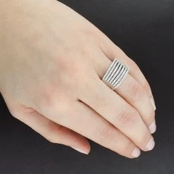 Wide Designer Diamond Ring For Women 1.15ct 10K White Gold -Fashion Accessories Shop wide designer diamond ring for women 115ct 10k gold 3