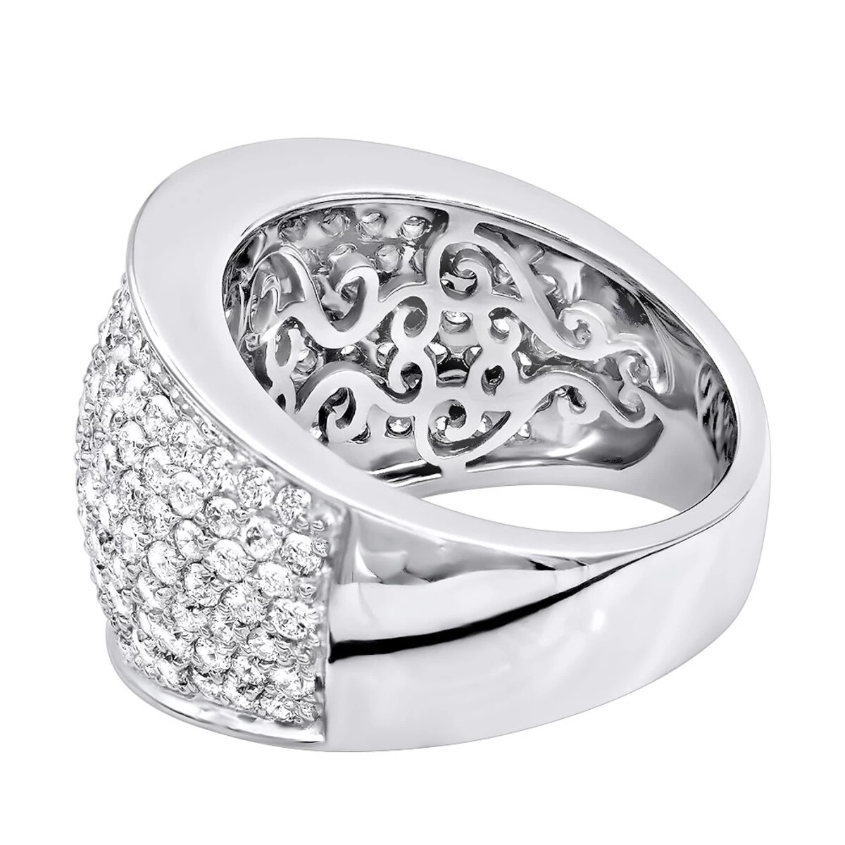 Women's 14K White Gold Pave Diamond Fashion Ring 3.6ct Wedding Band 6 Women's 14K White Gold Pave Diamond Fashion Ring 3.6ct Wedding Band - Image 4