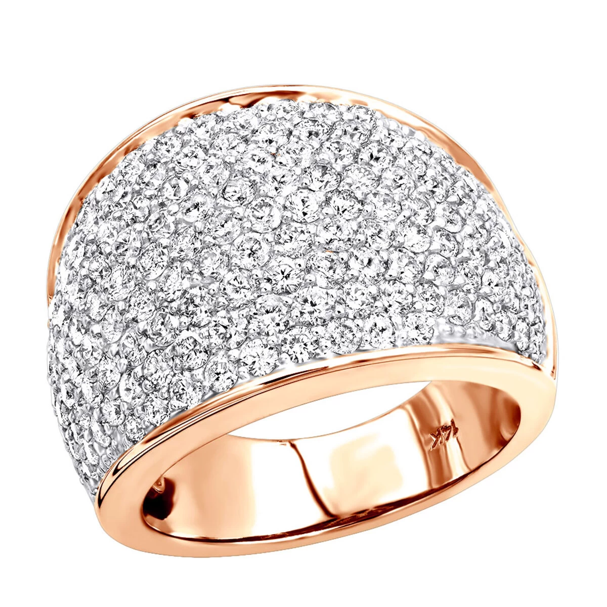 Women's 14K White Gold Pave Diamond Fashion Ring 3.6ct Wedding Band 5 Women's 14K White Gold Pave Diamond Fashion Ring 3.6ct Wedding Band - Image 3