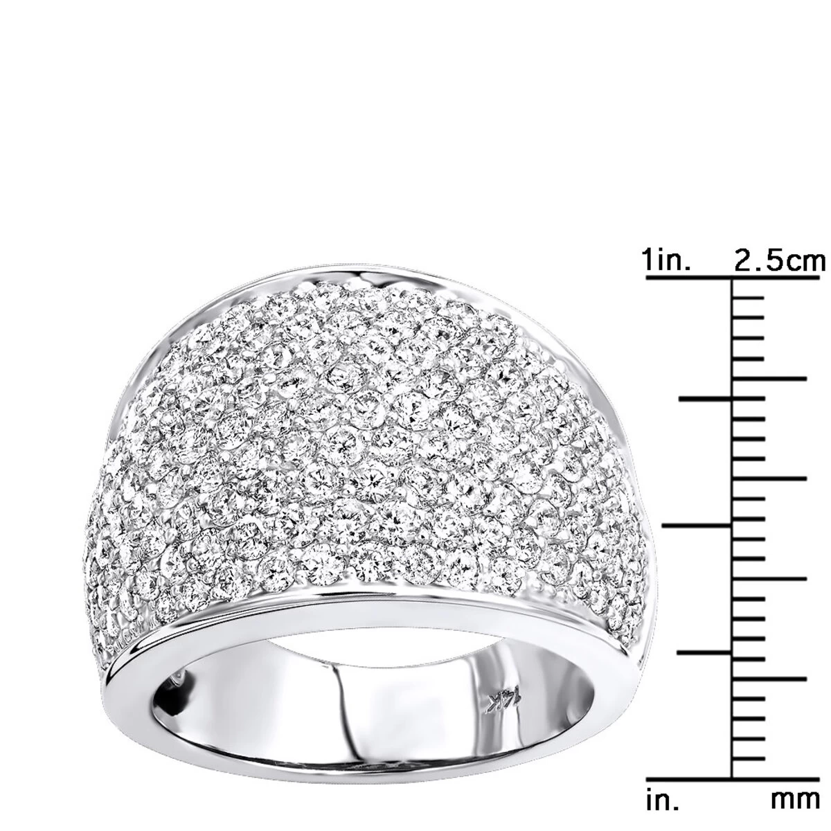 Women's 14K White Gold Pave Diamond Fashion Ring 3.6ct Wedding Band 7 Women's 14K White Gold Pave Diamond Fashion Ring 3.6ct Wedding Band - Image 5