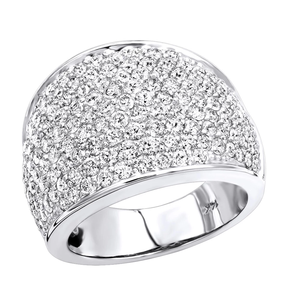 Women's 14K White Gold Pave Diamond Fashion Ring 3.6ct Wedding Band 3 Women's 14K White Gold Pave Diamond Fashion Ring 3.6ct Wedding Band