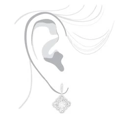 Women's Flower Diamond Dangle Earrings 1.8ct 14K White Gold -Fashion Accessories Shop womens flower diamond dangle earrings 18ct 14k gold bodwh