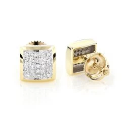Yellow Gold Plated Sterling Silver Diamond Stud Earrings 0.35ct